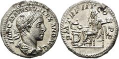 RÖMER RÖMISCHE KAISERZEIT. Severus Alexander, 222 - 235 n. Chr. Denar ø 19mm (3,92g). 224 n. Chr. Mzst. Rom. Vs.: IMP C M AVR SEV ALEXAND AVG, drapierte Büste mit Lorbeerkranz n. r. Rs.: P M TR P III 