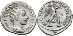RÖMER RÖMISCHE KAISERZEIT. Gordian III., 238 - 244 n. Chr. Antoninian ø 22mm (4,83g). 242 - 244 n. Chr. Mzst. Antiochia. Vs.: IMP GORDIANVS PIVS FEL AVG, drapierte Panzerbüste mit Strahlenkrone n. r. 