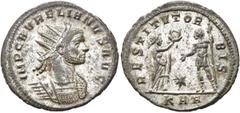 RÖMER RÖMISCHE KAISERZEIT. Aurelian, 270 - 275 n. Chr. Antoninian ø 23mm (3,83g). 274 n. Chr. Mzst. Serdica. Vs.: IMP C AVRELIANVS AVG, Panzerbüste mit Strahlenkrone n. r. Rs.: RESTITVT OR-BIS / KAA, 