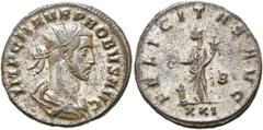 RÖMER RÖMISCHE KAISERZEIT. Probus, 276 - 282 n. Chr. Antoninian ø 22mm (4,33g). 276 n. Chr. Mzst. Siscia. Vs.: IMP C M AVR PROBUS AVG, drapierte Büste mit Strahlenkrone n. r. Rs.: FELICITAS AVG / l. B
