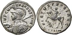 RÖMER RÖMISCHE KAISERZEIT. Probus, 276 - 282 n. Chr. Antoninian ø 22mm (4,08g). 280 n. Chr. Mzst. Kyzikos. Vs.: IMP C M AVR PROBVS P F AVG, behelmte Panzerbüste mit Strahlenkrone, Schild u. Speer n. l