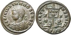 RÖMER RÖMISCHE KAISERZEIT. Licinius II., 315 - 324 n. Chr. AE Follis ø 19mm (2,61g). 320 n. Chr. Mzst. Siscia. Vs.: LICINIVS IVN NOB CAES, drapierte Panzerbüste mit Lorbeerkranz n. l. Rs.: VIRTVS EXER