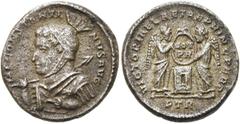 RÖMER RÖMISCHE KAISERZEIT. Constantin I., der Große, 307 - 337 n. Chr. AE Follis ø 17mm (3,41g). 318 - 319 n. Chr. Mzst. Treveris. Vs.: IMP CONSTANTI-NVS AVG, drapierte Panzerbüste mit Helm u. Lanze n