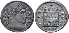 RÖMER RÖMISCHE KAISERZEIT. Constantin I., der Große, 307 - 337 n. Chr. AE Follis ø 20mm (2,65g). 327 n. Chr. Mzst. Arelate. Vs.: CONSTAN-TINVS AVG, Kopf mit Lorbeerkranz n. r. Rs.: VIRTV-S AVGG / S - 