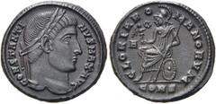RÖMER RÖMISCHE KAISERZEIT. Constantin I., der Große, 307 - 337 n. Chr. AE Follis ø 19mm (3,22g). 327 n. Chr. Mzst. Konstantinopel. Vs.: CONSTANTI-NVS MAX AVG, Kopf mit Lorbeerkranz n. r. Rs.: GLORIA R