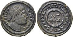 RÖMER RÖMISCHE KAISERZEIT. Constantin I., der Große, 307 - 337 n. Chr. AE Follis ø 20mm (3,11g). 327 - 329 n. Chr. Mzst. Heraclea. Vs.: CONSTAN-TINVS AVG, Kopf mit flachem Diadem u. Blick nach oben n.