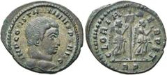 RÖMER RÖMISCHE KAISERZEIT. Constantin I., der Große, 307 - 337 n. Chr. AE 1/2 Follis ø 19mm (1,97g). 313 n. Chr. Mzst. Rom. Vs.: IMP CONSTANTINVS P F AVG, Kopf n. r. Rs.: GLORIA PERPET / RQ, zwei Vikt