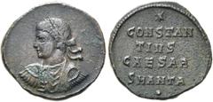 RÖMER RÖMISCHE KAISERZEIT. Constantius II. als Caesar, 324 - 337 n. Chr. AE Follis ø 17mm (2,58g). 324 - 325 n. Chr. Mzst. Antiochia. Vs.: Drapierte Panzerbüste mit Lorbeerkranz n. l. Rs.: CONSTAN/TIV