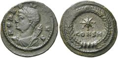 RÖMER RÖMISCHE KAISERZEIT. Stadtprägung aus der Zeit Constantin II., Constans I. und Constantius II. AE ø 14mm (1,06g). 330 n. Chr. Mzst. Konstantinopel. Vs.: POP ROMANVS, drapierte Büste des Genius P