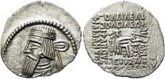 GRIECHEN PARTHER. ARSAKIDEN. Artabanos IV., ca. 10 - 38 n. Chr. Drachme ø 23mm (3,75g). Mzst. Ekbatana. Vs.: Drapierte Büste mit Langbart u. Diadem n. l. Rs.: ΒΑΣΙΛΕΩΣ / ΒΑΣΙΛΕΩΝ / ΑΡΣΑΚΟΥ / ΕΥΕΡΓΕΤΕΣ