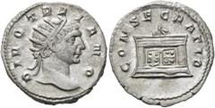 RÖMER RÖMISCHE KAISERZEIT. Divus Traianus, ab 117 n. Chr. Antoninian ø 22mm (3,08g). 250 - 251 n. Chr., geprägt unter Traianus Decius. Mzst. Mediolanum. Vs.: DIVO TRAIANO, Kopf mit Strahlenkrone n.r. 