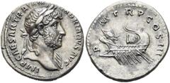 RÖMER RÖMISCHE KAISERZEIT. Hadrian, 117 - 138 n. Chr. Denar ø 18mm (3,24g). 119 - 123 n. Chr. Mzst. Rom. Vs.: IMP CAESAR TRAIAN HADRIANVS AVG, Büste mit Lorbeerkranz u. Gewand auf l. Schulter n. r. Rs