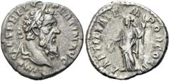 RÖMER RÖMISCHE KAISERZEIT. Pertinax, 192 - 193 n. Chr. Denar ø 17mm (3,08g). Januar - März 193 n. Chr. Mzst. Rom. Vs.: IMP CAES P HELV PERTIN AVG, Kopf mit Lorbeerkranz n. r. Rs.: LAETITIA TE-M-POR CO
