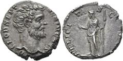 RÖMER RÖMISCHE KAISERZEIT. Clodius Albinus Caesar, 193 - 195 n. Chr. Denar ø 17mm (3,18g). Mzst. Rom. Vs.: D CLOD SEPT ALBINVS CAES, Kopf n. r. Rs.: FELICI-TA-S C[OS II], Felicitas steht mit Zepter un