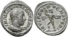 RÖMER RÖMISCHE KAISERZEIT. Severus Alexander, 222 - 235 n. Chr. Denar ø 20mm (3,59g). 232 n. Chr. Mzst. Rom. Vs.: IMP ALEXANDER PIVS AVG, drapierte Panzerbüste mit Lorbeerkranz n. r. Rs.: IOVI PRO-PVG