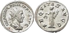 RÖMER RÖMISCHE KAISERZEIT. Philipp I. Arabs, 244 - 249 n. Chr. Antoninian ø 22mm (4,32g). 244 - 247 n. Chr. Mzst. Rom. Vs.: IMP M IVL PHILIPPVS AVG, drapierte Panzerbüste mit Strahlenkrone n. r. Rs.: 