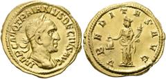 RÖMER RÖMISCHE KAISERZEIT. Traianus Decius, 249 - 251 n. Chr. Aureus ø 20mm (3,90g). Mzst. Rom. Vs.: IMP C M Q TRAIANVS DECIVS AVG, Panzerbüste mit Lorbeerkranz n. r. Rs.: VBERITAS AVG, Uberitas mit G