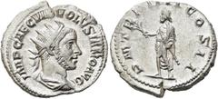 RÖMER RÖMISCHE KAISERZEIT. Volusian, 251 - 253 n. Chr. Antoninian ø 22mm (3,21g). 253 n. Chr. Mzst. Rom. Vs.: IMP CAE C VIB VOLVSIANO AVG, drapierte Panzerbüste mit Strahlenkrone n. r. Rs.: PM TR P II