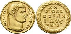 RÖMER RÖMISCHE KAISERZEIT. Diocletian, 284 - 305 n. Chr. Aureus ø 19mm (5,39g). 303 - 304 n. Chr. Mzst. Nikomedia. Vs.: DIOCLETIA- NVS AVGVSTVS, Kopf mit Lorbeerkranz n. r. Rs.: XX / DIOCL/ETIAN/I AVG