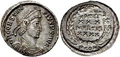 RÖMER RÖMISCHE KAISERZEIT. Constantius II., 337 - 361 n. Chr. Siliqua ø 18mm (2,53g). 353 - 355 n. Chr. Mzst. Arelate. Vs.: DN CONSTAN-TIVS PF AVG, drapierte Panzerbüste mit Perlendiadem n.r. Rs.: VOT