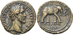 RÖMER RÖMISCHE KAISERZEIT. Antoninus Pius, 138 - 161 n. Chr. AE As ø 27mm (12,52g). 148 - 149 n. Chr. Mzst. Rom. Vs.: ANTONINVS AVG PIVS P P TR XII, Kopf mit Lorbeerkranz n. r. Rs.: MVNIFICENTIA AVG /