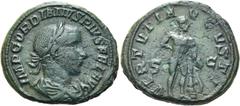 RÖMER RÖMISCHE KAISERZEIT. Gordian III., 238 - 244 n. Chr. AE As ø 27mm (11,71g). 241 - 243 n. Chr. Mzst. Rom. Vs.: IMP GORDIANVS PIVS FEL AVG, drapierte Panzerbüste mit Lorbeerkranz n. r. Rs.: VIRTVT