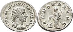 RÖMER RÖMISCHE KAISERZEIT. Philipp II., 247 - 249 n. Chr. Antoninian ø 23mm (4,54g). 244 - 247 n. Chr. Mzst. Rom. Vs.: IMP M IVL PHILIPPVS AVG, drapierte Büste mit Strahlenkrone n. r. Rs.: ANNONA AVGG