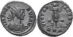 RÖMER RÖMISCHE KAISERZEIT. Probus, 276 - 282 n. Chr. Antoninian ø 22mm (3,11g). 278 n. Chr. Mzst. Rom. Vs.: IMP PRO-BVS AVG, Panzerbüste mit Strahlenkrone n. r. Rs.: VICTORIA GERM / R * A, Tropaeum, r