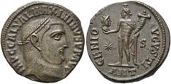 RÖMER RÖMISCHE KAISERZEIT. Maximinus Daia, 310 - 313 n. Chr. AE Follis ø 21mm (4,85g). 312 n. Chr. Mzst. Antiochia. Vs.: IMP C GAL VAL MAXIMINVS P F AVG, Kopf mit Lorbeerkranz n. r. Rs.: GENIO AVGVSTI