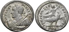 RÖMER RÖMISCHE KAISERZEIT. Licinius I., 308 - 324 n. Chr. AE Follis ø 18mm (2,72g). 318 - 319 n. Chr. Mzst. Treveris. Vs.: IMP LICI-NIVS AVG, drapierte Panzerbüste mit Lorbeerkranz, Mappa u. Zepter n.
