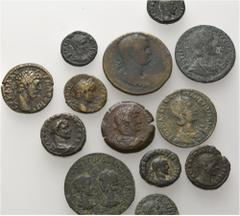 LOTS Kolonial AE. 2. - 4. Jh. v. Chr. Darunter Tetra­drachmen des 3.Jhs. aus Alexandria (4), Lucius Verus aus Ankyra in Phrygien u.a.m. 13 Stück! Meist mit Patina, s, s-ss VERKAUFT WIE BESEHEN, KEINE 