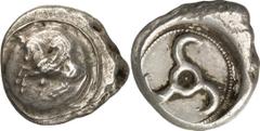 GRIECHEN LYKIEN UNBESTIMMTER DYNAST. Stater (9,84g). 460 - 440 v. Chr. Mzst. unbestimmt. Vs.: Nach l. abhebender Pegasos auf Rundschild. Darunter Punkt. Rs.: Triskeles in rundem Incusum. Traité II 225