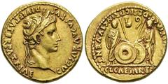 RÖMER RÖMISCHE KAISERZEIT. Augustus, 27 v. Chr. - 14 n. Chr. Aureus ø 19mm (7,97g). 8 - 7 v. Chr. Mzst. Lugdunum. Vs.: CAESAR AVGVSTVS DIVI F PATER PATRIAE, Kopf mit Lorbeerkranz n. r. Rs.: AVGVSTI F 