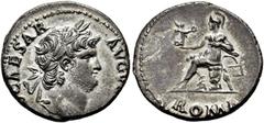 RÖMER RÖMISCHE KAISERZEIT. Nero, 54 - 68 n. Chr. Denar ø 18mm (3,36g). 64 - 68 n. Chr. Mzst. Rom. Vs.: NERO CAESAR AVGV[STVS], Kopf mit Lorbeerkranz n. r. Rs.: ROMA, Roma sitzt mit Parazonium n. l., a