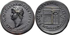 RÖMER RÖMISCHE KAISERZEIT. Nero, 54 - 68 n. Chr. AE Sesterz ø 37mm (26,01g). 65 n. Chr. Mzst. Rom. Vs.: NERO CLAVD CAESAR AVG GER P M TR P IMP P P, Kopf mit Lorbeerkranz n. l. Rs.: PACE P R TERRA MARI