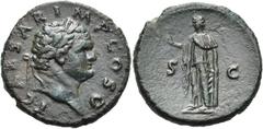 RÖMER RÖMISCHE KAISERZEIT. Titus als Caesar, 69 - 79 n. Chr. AE As ø 27mm (10,33g). 76 n. Chr. Mzst. Rom. Vs.: T CAESAR IMP COS V, Kopf mit Lorbeerkranz n.r. Rs.: S - C, Spes steht mit Blüte n.l. u. l