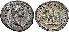 RÖMER RÖMISCHE KAISERZEIT. Domitian, 81 - 96 n. Chr. Denar ø 20mm (3,10g). 82 - 83 n. Chr. Mzst. Rom. Vs.: IMP CAES DOMITIANVS AVG P M, Kopf mit Lorbeerkranz n. r. Rs.: IVPPITER CONSERVATOR, Adler mit