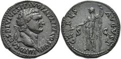 RÖMER RÖMISCHE KAISERZEIT. Domitian, 81 - 96 n. Chr. AE As ø 26mm (11,83g). 82 n. Chr. Mzst. in Thrakien. Vs.: IMP D CAES DIVI VESP F AVG PM TR P PP COS VIII, Kopf mit Lorbeerkranz n. r. Rs.: CERES AV