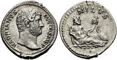 RÖMER RÖMISCHE KAISERZEIT. Hadrian, 117 - 138 n. Chr. Denar ø 18mm (3,11g). 130 - 133 n. Chr. Mzst. Rom. Vs.: HADRIANVS AVG COS III PP, Kopf n.r. Rs.: NILVS, Nilus mit Schilfrohr u. Füllhorn liegt n. 