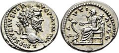 RÖMER RÖMISCHE KAISERZEIT. Septimius Severus, 193 - 211 n. Chr. Denar ø 20mm (3,89g). 198 n. Chr. Mzst. Laodikeia. Vs.: L SEP SEVERVS PER AVG PM IMP XI, Kopf mit Lorbeerkranz n. r. Rs.: SALVTI AVGG, S