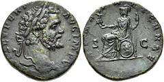 RÖMER RÖMISCHE KAISERZEIT. Septimius Severus, 193 - 211 n. Chr. AE Sesterz ø 28mm (17,66g). ca. 140 n. Chr. Mzst. Rom. Vs.: L SEPT SEV PERT AVG IMP V, Kopf mit Lorbeerkranz n. r. Rs.: ROMAE AETERNAE /