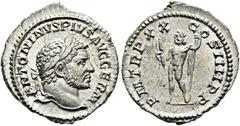 RÖMER RÖMISCHE KAISERZEIT. Caracalla, 197 - 217 n. Chr. Denar ø 20mm (2,53g). 217 n. Chr. Mzst. Rom. Vs.: ANTONINVS PIVS AVG GERM, Kopf mit Lorbeerkranz n.r. Rs.: PM TRP XX COS IIII PP, Jupiter steht 