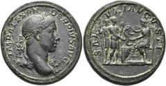 RÖMER RÖMISCHE KAISERZEIT. Severus Alexander, 222 - 235 n. Chr. AE Bimetallisches Medaillon ø 38mm (51,45g). 222/235 n. Chr. Mzst. Rom. Vs.: IMP ALEXAN-DER PIVS AVG, Büste mit Lorbeerkranz u. Aegis au