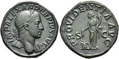 RÖMER RÖMISCHE KAISERZEIT. Severus Alexander, 222 - 235 n. Chr. AE Sesterz ø 31mm (18,66g). 232 n. Chr. Mzst. Rom. Vs.: IMP ALEXANDER PIVS AVG, Büste mit Lorbeerkranz u. Gewand auf l. Schulter n. r. R