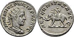 RÖMER RÖMISCHE KAISERZEIT. Philipp II., 247 - 249 n. Chr. Antoninian ø 21mm (3,11g). Mzst. Antiochia. Vs.: IMP M IVL PHILIPPVS AVG, drapierte Panzerbüste mit Strahlenkrone n. r. Rs.: AETERNITAS AVGG, 