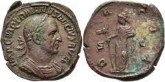 RÖMER RÖMISCHE KAISERZEIT. Traianus Decius, 249 - 251 n. Chr. AE Sesterz ø 29mm (17,57g). Mzst. Rom. Vs.: IMP C M Q TRAIANVS DECIVS AVG, Panzerbüste mit Lorbeerkranz n. r. Rs.: D-A-CIA / S - C, Dakia 