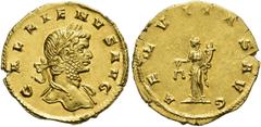 RÖMER RÖMISCHE KAISERZEIT. Gallienus (Alleinherrschaft), 260 - 268 n. Chr. Aureus ø 20mm (3,64g). 262 - 263 n. Chr. Mzst. Rom. Vs.: GALLIENVS AVG, Kopf mit Lorbeerkranz u. Gewand auf l. Schulter n.r. 