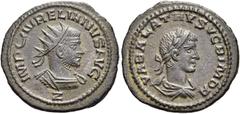 RÖMER RÖMISCHE KAISERZEIT. Aurelian mit Vabalathus von Palmyra, 270 - 272 n. Chr. Antoninian ø 22mm (3,61g). November 270 - März 272 n. Chr. Mzst. Antiochia. Vs.: IMP C AVRELIANVS AVG / Z, Panzerbüste