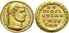 RÖMER RÖMISCHE KAISERZEIT. Diocletian, 284 - 305 n. Chr. Aureus ø 19mm (5,39g). 303 - 304 n. Chr. Mzst. Nikomedia. Vs.: DIOCLETIA-NVS AVGVSTVS, Kopf mit Lorbeerkranz n. r. Rs.: XX / DIOCL/ETIAN/I AVG 