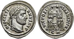 RÖMER RÖMISCHE KAISERZEIT. Diocletian, 284 - 305 n. Chr. Argenteus ø 18mm (2,88g). 294 - 295 n. Chr. Mzst. Kyzikos. Vs.: DIOCLETI-ANVS AVG, Kopf mit Lorbeerkranz n. r. Rs.: VICTORI-A SARMATICA / C M, 